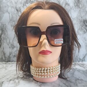 True Religion Women's Square Sunglasses Brown 100% UV Protection New Without Box